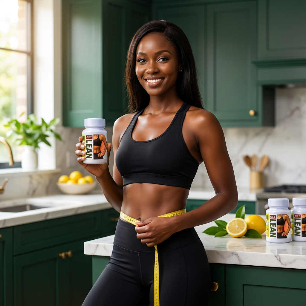 Black woman in black sportswear showcasing Get Lean weight loss results — UNSTOPPABLE 30-Day Results